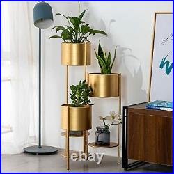 3 Tier Foldable Metal Plant Stand, Decorative Display Rack Plant Pot for gold