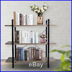 3-Tier Industrial Bookcase Bookshelves Storage Flower Plant Stand Floor Decor