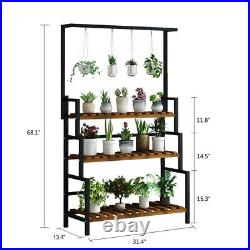3-Tier Metal Flower Pot Plant Stand Balcony Floor-standing Storage Shelf Rack US