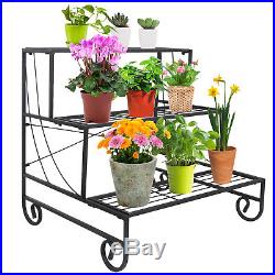 3 Tier Metal Flower Pot Plant Stands Shelf Garden Patio Home Planter Holder Rack
