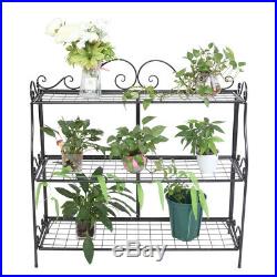 3 Tier Metal Plant Stand Display Rack Flower Shelf Holder Garden Yard Decor