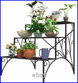 3-Tier Metal Plant Stand Flower Pot Holder Stand Home Garden Patio Balcony Yard