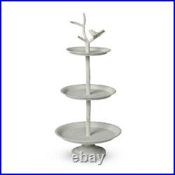 3 Tier Outdoor Metal Plant Stand Display Tray Birds Tree Branch