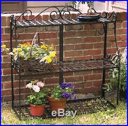 3 Tier Plant Stand Black Metal Frame Garden Decorative Planter Flower Shelf Rack