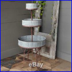 3 Tier Plant Stand Corrugated Metal Farmhouse