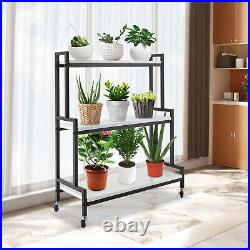 3 Tier Plant Stand For Garden Flower Pot Shelf Ladder Shaped Display Stand