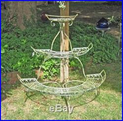 3-Tier Plant Stand Wrought Iron Antique Mint Green Finish