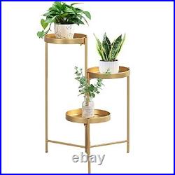 3 Tier Plant Stands Indoor Flower Pots Holder Outdoor Metal Plant Shelf Gold