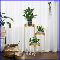 3 Tier Plant Stands Indoor Flower Pots Holder Outdoor Metal Plant Shelf Gold