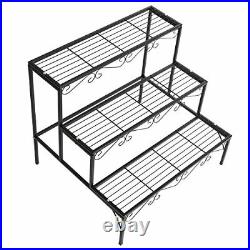 3 Tier Stair Style Metal Plant Stand, Garden Shelf for Large Flower Pot 3-Tier