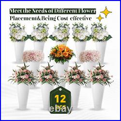 3-Tier White Metal Flower Plant Display Stand Shelf with Wheels 12 Flower Buckets