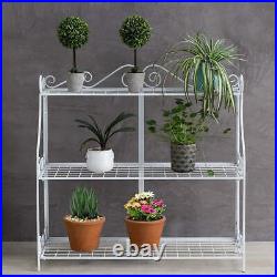 3 Tier White Metal Indoor Plant Stand, Freestanding Flower Pot and Planter Rack