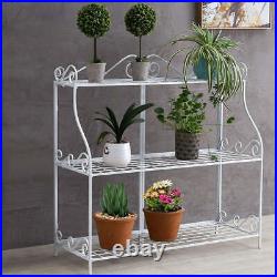 3 Tier White Metal Indoor Plant Stand, Freestanding Flower Pot and Planter Rack