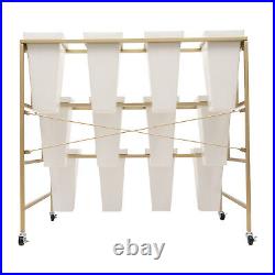 3 Tiers Flower Pot Display Stand 2 Bucket Metal Plant Stand Shelf with Wheels