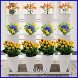 3 Tiers Metal Plant Stand Flower Display Shelf Storage Rack With Wheels & Bucket