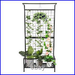 3-in-1 Metal Plant Rack Plant Stand With Trellis Flower Pot Stand For Garden