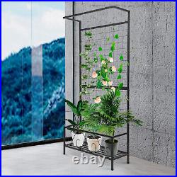 3-in-1 Metal Plant Rack Plant Stand With Trellis Flower Pot Stand For Garden