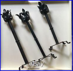 3 set Black Wrought Iron Floor Candle Plant Holders Metal Tall Standing Rustic