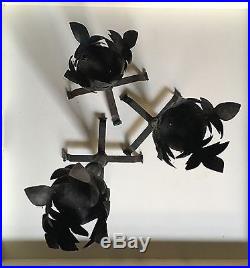 3 set Black Wrought Iron Floor Candle Plant Holders Metal Tall Standing Rustic