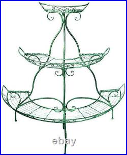 3-tier Plant Stand Wrought Iron Antique Mint Green Finish
