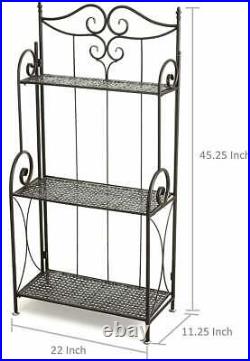 45-Inch Metal Scrollwork Foldable 3-Tier Plant Rack Display Stand