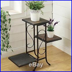 4D Concepts 3-Tier Plant Stand with Slate Top, Metal/ Slate