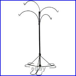 4-Arm Metal Hanging Flower Plant Basket Stand with Adjustable Arms Outdoor 84