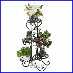 4 Potted Rounded Flower Metal Shelves Plant Pot Stand Decoration for Garden