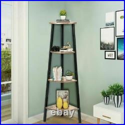 4-Tier Corner Shelf Metal Storage Rack Bookcase Plant Display Stand