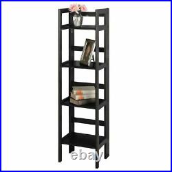 4-Tier Foldable Metal Shelves Bookcase Accent Decor Plants Display Stand Black