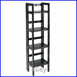4-Tier Foldable Metal Shelves Bookcase Accent Decor Plants Display Stand Black