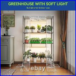 4 Tier Greenhouse Plant Stand With Grow Lights & Shelf Portable Seedlings Growing