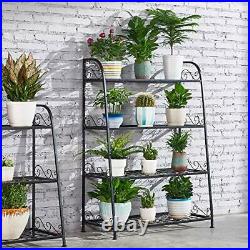 4-Tier Indoor/Outdoor Metal Plant Stand, Flower Pots Holder, Plant Display