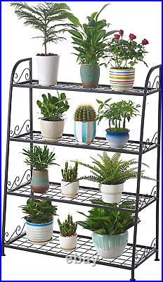 4-Tier Indoor/Outdoor Metal Plant Stand, Flower Pots Holder, Plant Display Rack