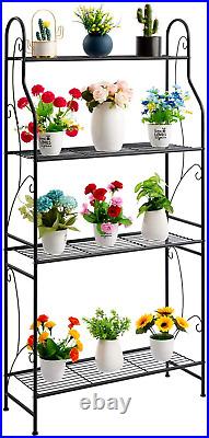 4 Tier Metal Plant Stand, Plant Display Rack, Ladder-Shaped Stand Shelf, Pot Hol