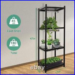 4-Tier Plant Stand with High-Intensity 3000K Full Spectrum Grow Lights, Heavy