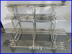4-tier 150cm LARGE Garden Stainless Steel Pots Plant Stand Rack Chrome Outdoor