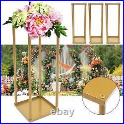 4pcs Metal Plant Stands Wedding Party Metal Geometric Column Vases Stand Prop