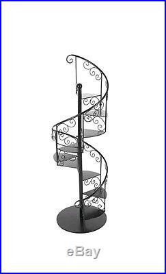 55 in Black Metal Scrollwork Winding Staircase Plant Picture Display Shelf Stand
