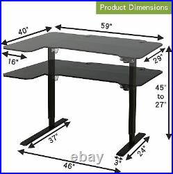 59 L-Shaped Adjustable Height Electric Standing Desk Sit Table Computer Works