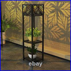 5X Solar Lantern Light Metal Flower Plant Shelf Stand Outdoor Storage Display