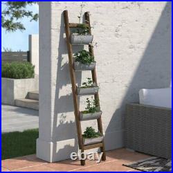 5 Level Ladder Rustic Vertical Garden Planter Box Plant Stand Flower Metal Wood