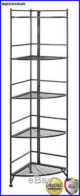 5-Tier Indoor Outdoor Metal Corner Shelf Plant Stand Bookcase Storage Rack Place