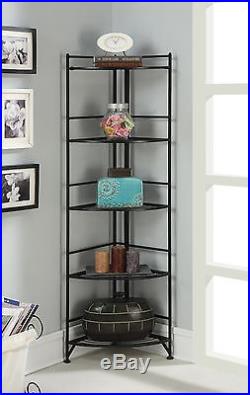 5-Tier Indoor Outdoor Metal Corner Shelf Plant Stand Bookcase Storage Rack Place