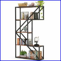 5-Tier Industrial Bookshelf K Shaped Metal Tube Frame Corner Bokcase Plant Stand