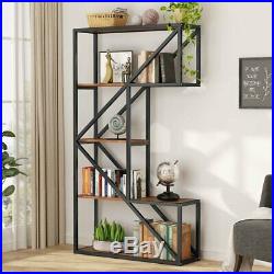 5-Tier Industrial Bookshelf K Shaped Metal Tube Frame Corner Bokcase Plant Stand