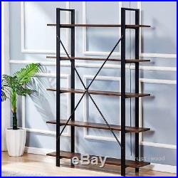 5-Tier Industrial Style Bookcase Plant Shelves Free Standing Storage Shelf Rack
