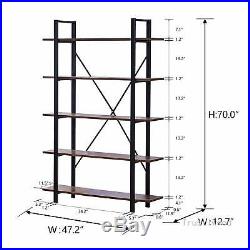 5-Tier Industrial Style Bookcase Plant Shelves Free Standing Storage Shelf Rack