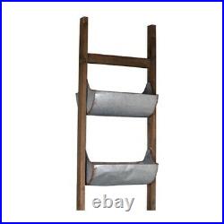 5 Tier Ladder Vertical Planter Wall Plant Stand Farmhouse Rustic Wood And Metal