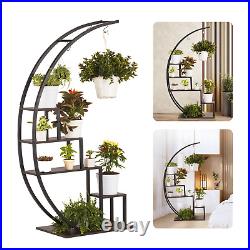 5 Tier Metal Plant Stand Creative Half Moon Shape Ladder Flower Pot Stand Rack